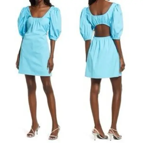 Open Edit Turquoise Puff Sleeve Sun Dress