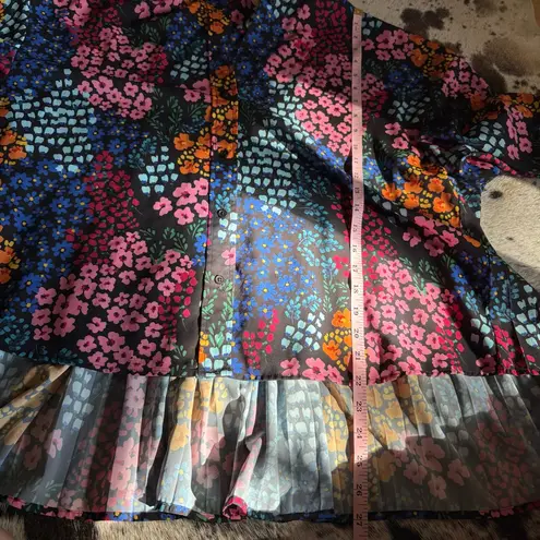 Johnny Was Astrid Pleated Pant and Shirt set Size Extra Large Floral Wide Leg