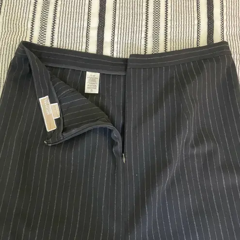 Michael Kors Pinstripe Pencil Skirt Size 10 Black Career Business Corporate Chic