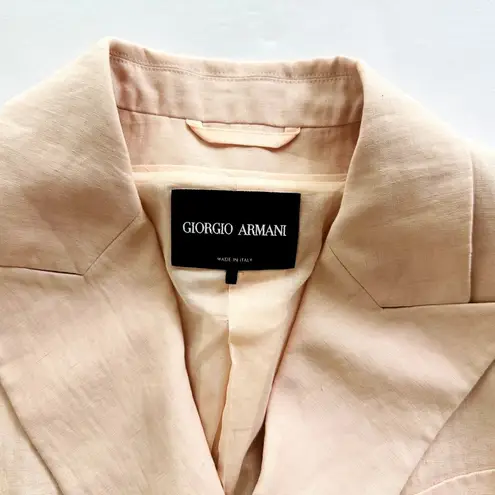 Giorgio Armani Ladies Linen Double Breasted IT 48 US 12 Blazer Blush Pink