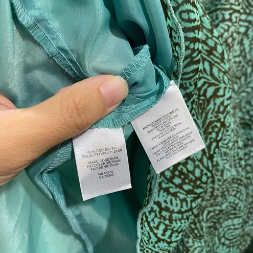 Jones Studio Vintage Y2K 90s Green Paisley Tiered Sleeveless Midi Dress Size 14