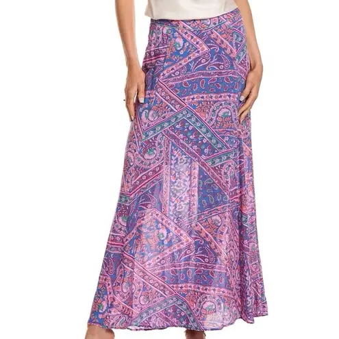Ba&sh XS Jupe Fanessa Mixed Paisley Maxi Skirt Purple Blue Viscose