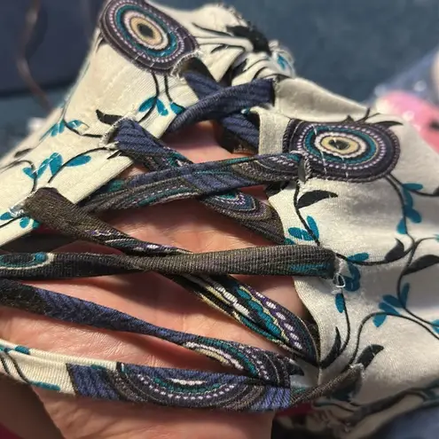 Casting Elegant Blue and White Patterned top tunic Dress lacing front and back s