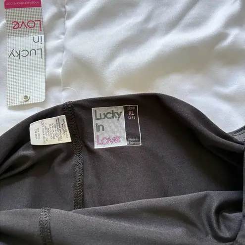 NWT Lucky In Love Tennis Golf Skort Skirt Black Stretch Womens Size XL Tropical