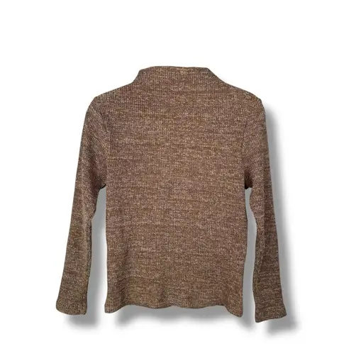 Rita Row Knit Mock Neck Long Sleeve Top Tan Brown Neutral Womens Size S
