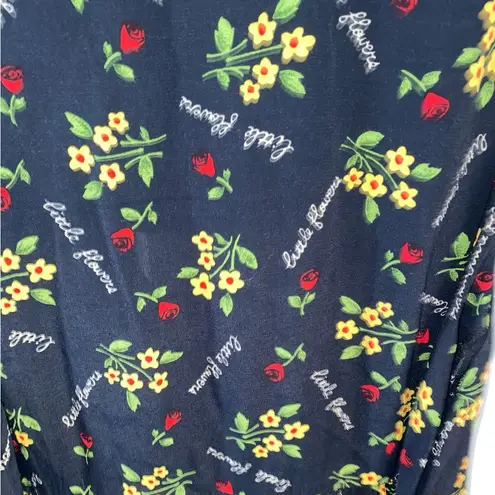 Robbie Bee Vintage 90s Blue Floral Little Flowers Script Maxi Dress cottagecore