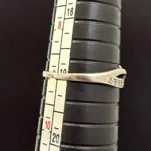 Vintage 925 Mexican Sterling Silver Pave CZ Love Infinity Ring Size 9