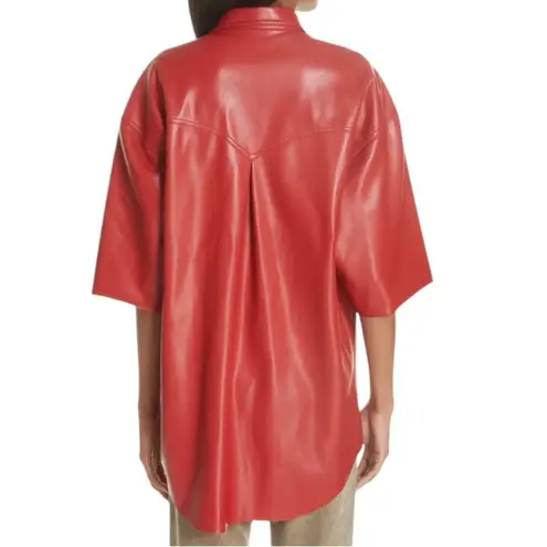 NWT | Nanushka Seymour Faux Leather Shirt Red