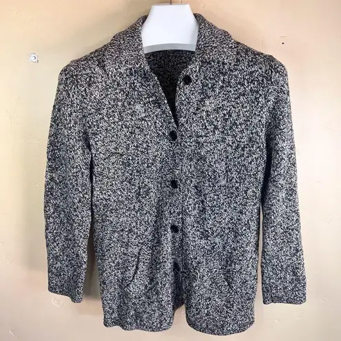 Belford Womens Marled Gray Black Silk Wool Blend Cardigan Coat Size Medium Black