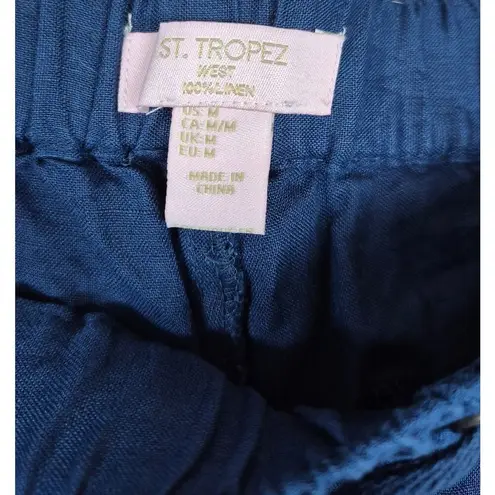 Saint Tropez West NWT St. Tropez West 100% Linen Drawstring Pants Blue Sz M