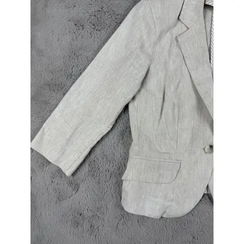 Olivia Moon Linen Blend Blazer Jacket Petite Large Neutral Career Minimalist - Image 8