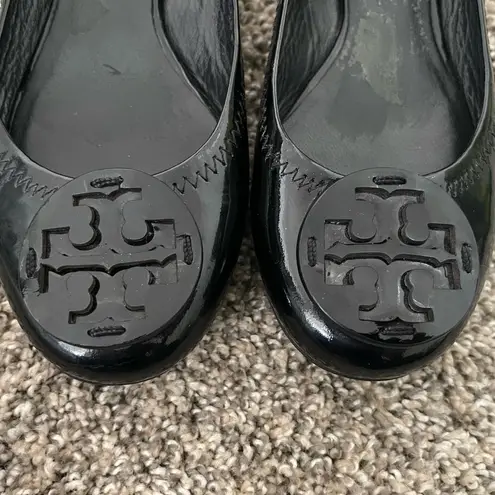 Tory Burch Women’s  Minnie Travel Ballet Flats Shiny Black Size 6.5