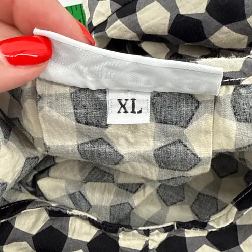 Bryn Walker Lucinda XL Geometric Puff Sleeve Pleated Hi-Lo Top Organic Cotton