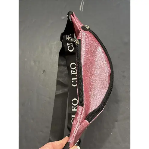 Cleo Pink Glitter Preppy Designer Fanny Pack Outdoor Waist Belt Bag