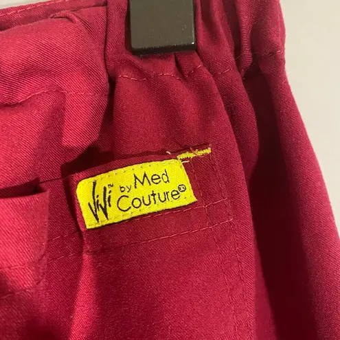 Med Couture Maroon Red Drawstring Waist Medical Scrub Casual Pants Women Sz S