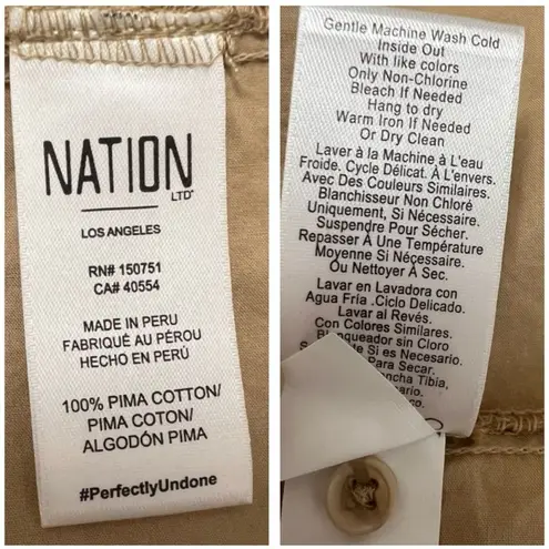 Nation Ltd NWT Dustin Romantic Midi Tiered Dress in Toasted Marshmallow Tan S