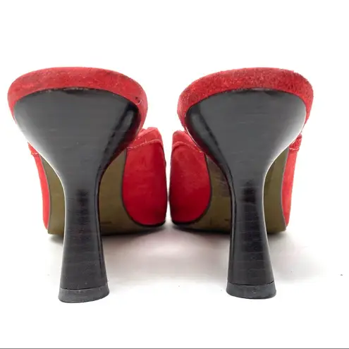 Donald Pliner DONALD J PLINER red suede mules slides, made in Spain, size 8.5