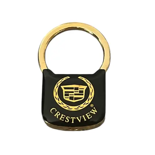 Crestview Cadillac Black Gold Tone Collectible Keychain Key Holder Michigan