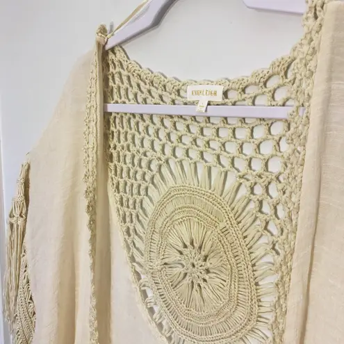 Everleigh NWT Macrame Boho Vest Ivory Sz Small Fringe Hippie Festival