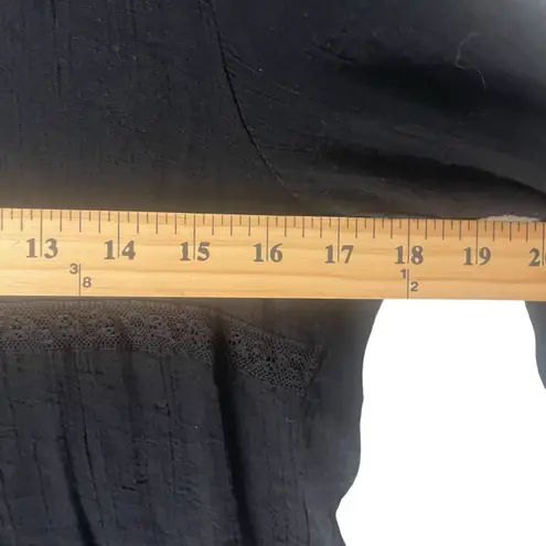 F.A.N.G Y2k Size Medium Black Babydoll Romantic Lace Semi Sheer Blouse Top