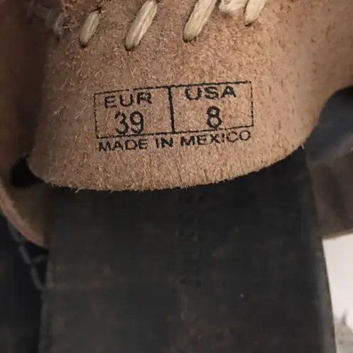 Distressed Leather fusion double buckle back sandals made in Mexico Brown Size 8