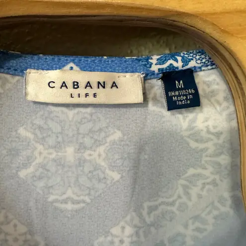 Cabana Life Dress Flutter Sleeve Pockets Sun Protection Blue White Size Medium