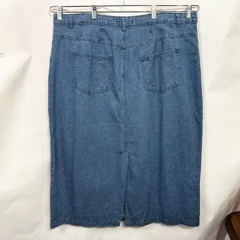 Jessica London 22W Denim Blue Midi Straight Kick Pleat Solid Jean Pockets 274