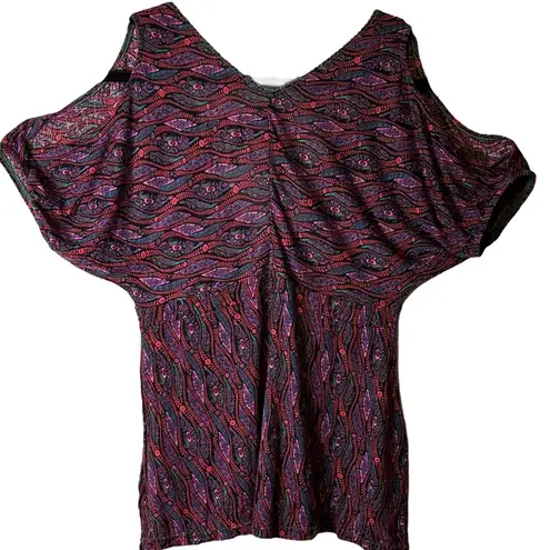 Free People  Vintage Y2K Butterfly Logo Deep Vee Open Shoulder Top Blouse Size XS