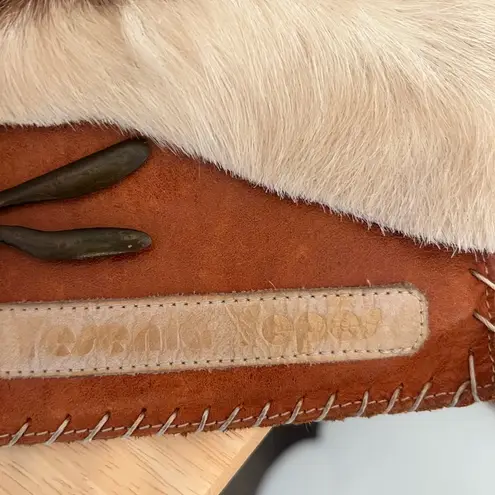 Brown and Cream Cowhide Leather Dragonfly Shoulder Bag