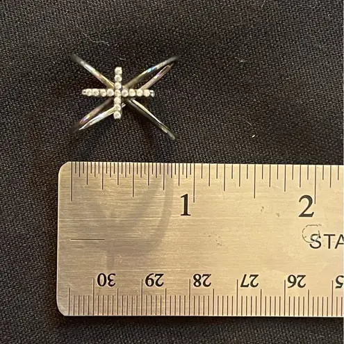 Sterling Silver Double cross ring 925 stamped