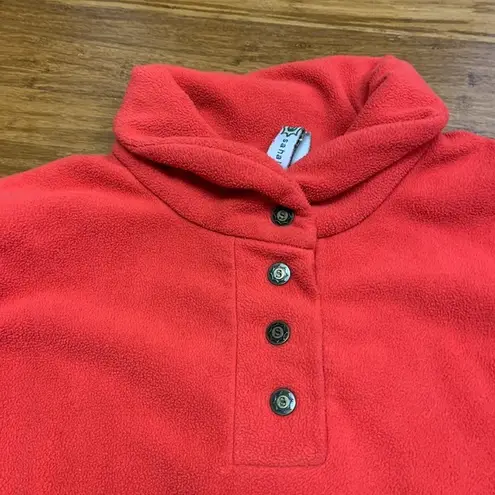 Sahalie Butter Fleece Pullover Womens Size Large Coral Red Fleece 1/4 Snap Mock - Image 2