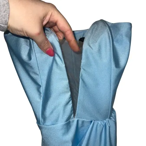 Michael Costello X Revolve Jake Strapless Plunging Maxi Gown Baby Blue