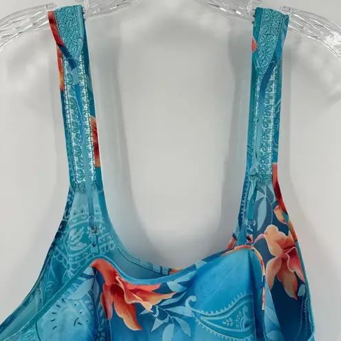 secret treasures Blue Floral Adjustable Strap Slip Dress Size Large FLAWED