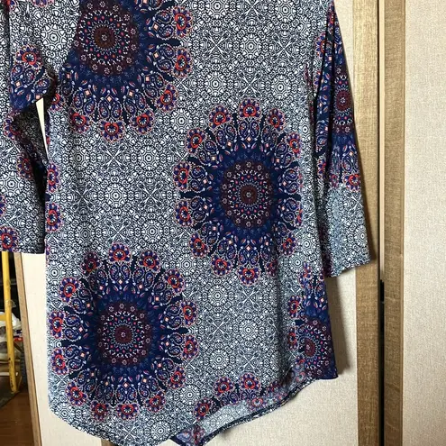 Star Vixen Blue Asymmetrical 3/4 Sleeve Tunic petite small Size undefined