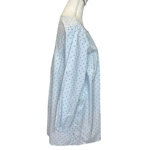 Lacausa  Avery Shirt Dress Mini Baby Blue Polka Dot Button Front Size S New