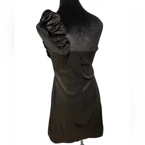 Snap Vintage 90s Black Artsy Abstract Ruffle One Shoulder Prom Formal Dress Size undefined