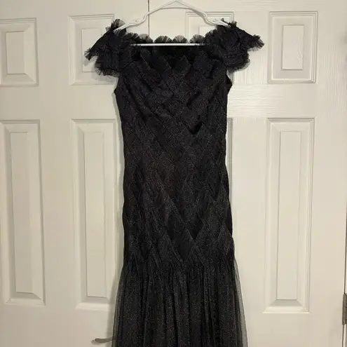 Tadashi Shoji  Metallic Off The Shoulder Gown