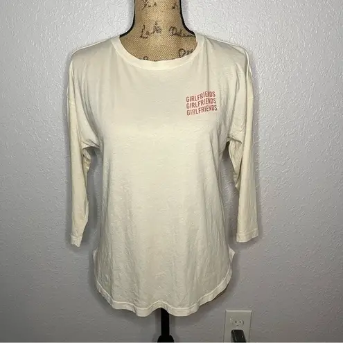 Mate the Label Womens size S White Girlfriends Devi Crew 3/4 Sleeve Top Organic