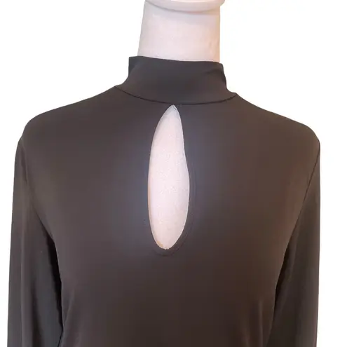 H&M  Bodysuit Black Long Sleeve Mock Turtleneck Keyhole Cut Out Womens Size Large