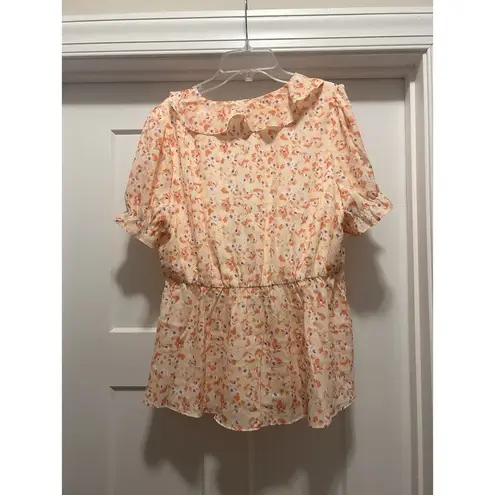 Grace Karin New Women Elegant V Neck Floral Peplum Top Short Sleeve Size Large