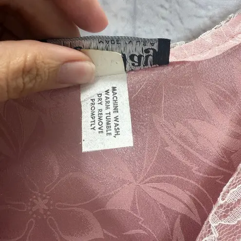 Nightway Vintage Night Way Drop Waist Skirt Set Dusty Rose Pink Floral Size M 80/90s Lace