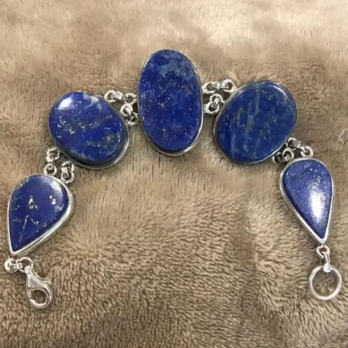 Sterling Silver Southwestern Lapis Lazuli Bracelet