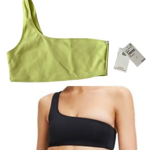 Good American  Scuba Hot Shoulder Bikini Top in Key lime001 size 5