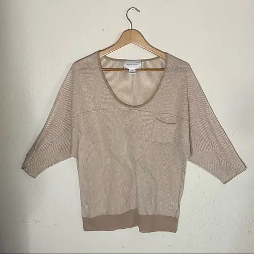 Brochu Walker tan & white striped shirt