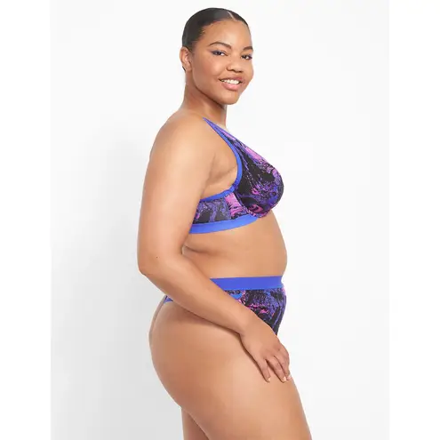 Cacique Lane Bryant Womens Bra 50D Microfiber Unlined High Apex Bra Blue Purple