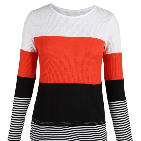 STYLISH COLORBLOCK SPLICING STRIPED TOP Size undefined