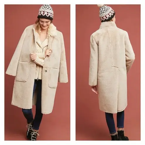 Anthropologie  Ett:twa Snowdrift Reversible Faux Fur Suede Longline Coat Small