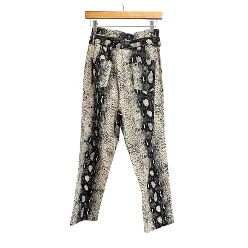 Le Lis Collection Snakeskin Print Paperbag Waist Pants Size Small Black