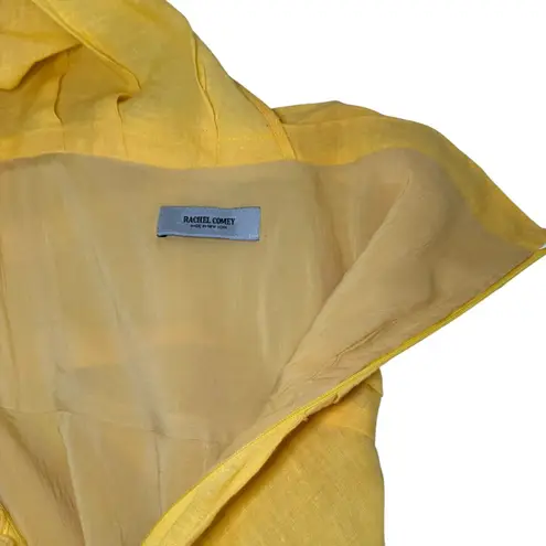 Rachel Comey Tipple One Shoulder Pleated Linen Asymmetrical Dress in Yellow SZ:8