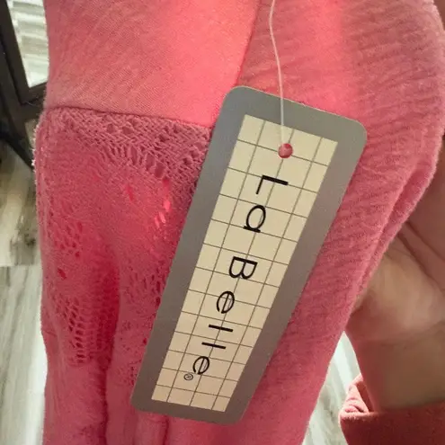 La Belle Bubblegum Pink Gauze Crochet Midi Dress Knee Length Fairy Boho Y2K Size L